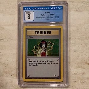 Pokemon Erika Trainer Holo 2000 Gym Heroes 16/132 CGC 8 Grade Pokemon Card